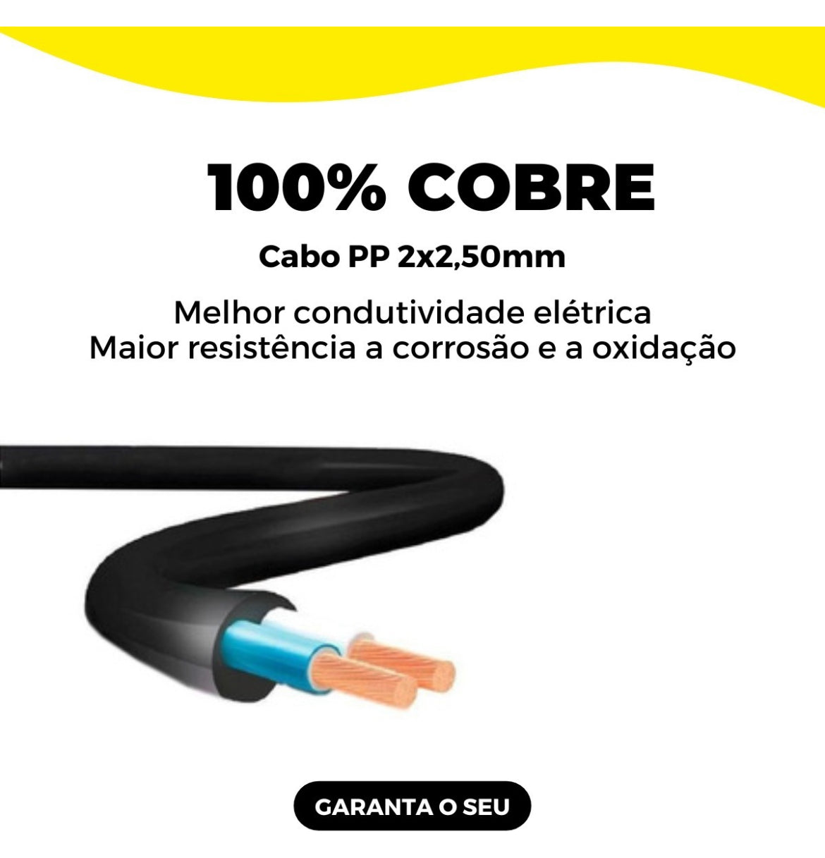 Extensão Fonte Usina Automotiva 10metros Cabo Pp 2x2,50mm Pr