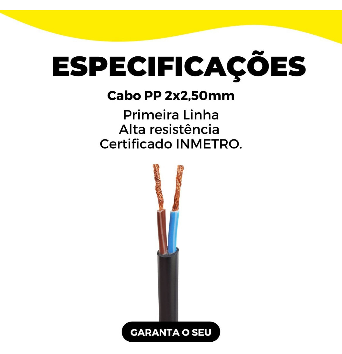 Extensão Fonte Usina Automotiva 10metros Cabo Pp 2x2,50mm Pr